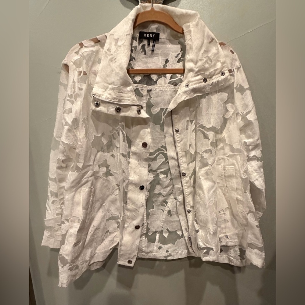 DKNY White Lace Utility Jacket